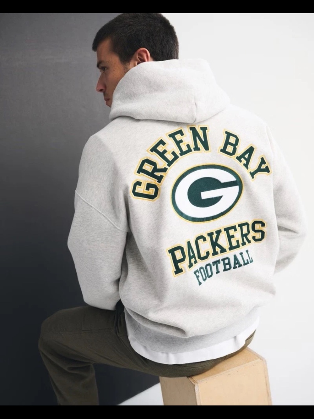 Abercrombie & Fitch Green Bay Packers NFL Hoodie Sweatshirt Gray XXXL NWT